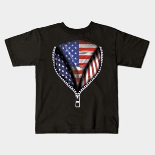 Australian Flag  USA Flag American Flag Zip Down - Gift for Australian From USA Kids T-Shirt